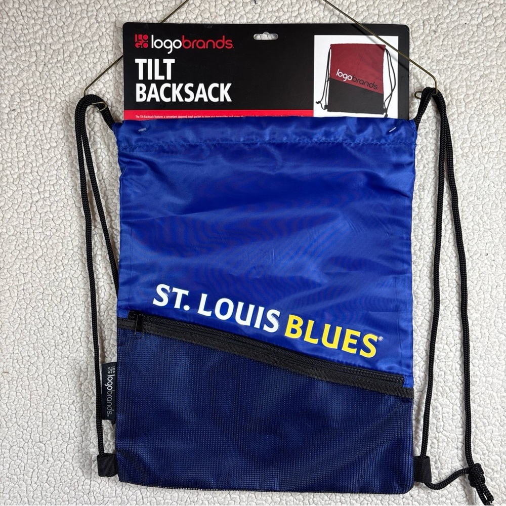 Logo Brands Tilt Backsack St Louis Blues NHL Blue Drawstring Cinch Sack